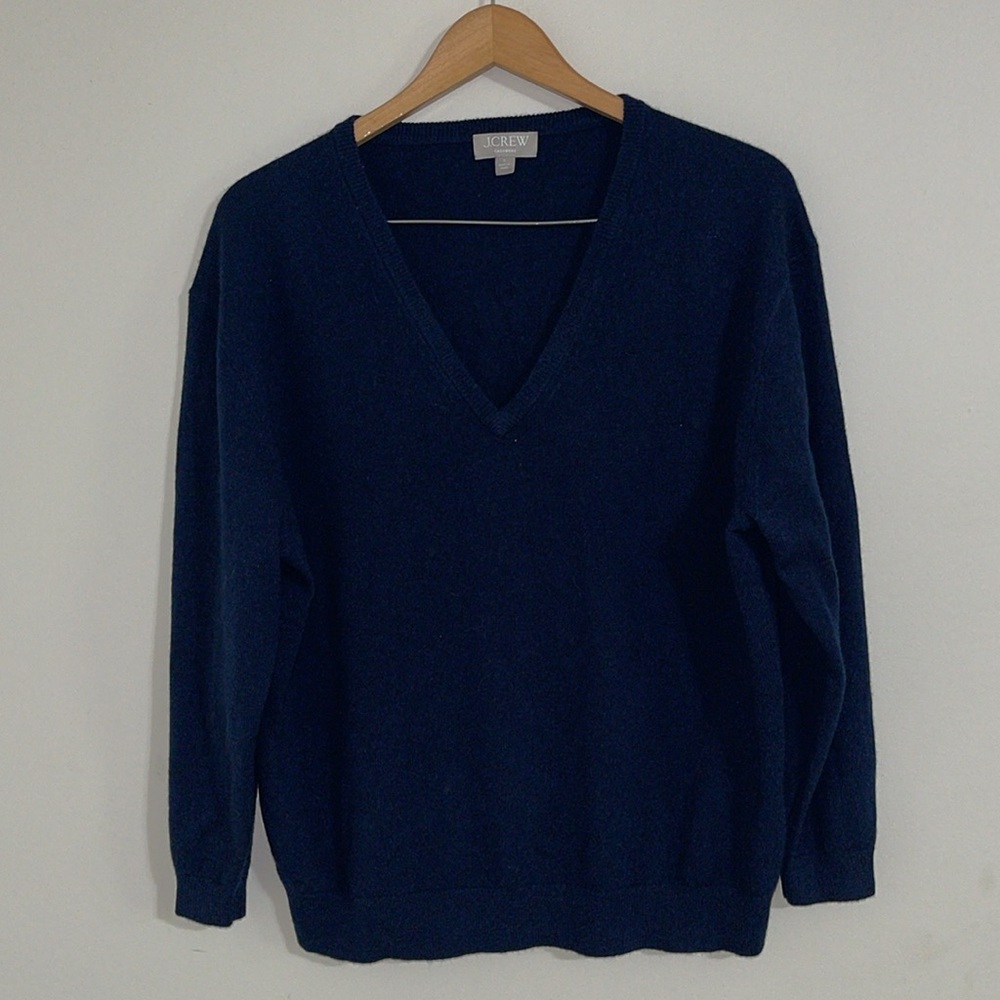 j crew v neck blue cashmere sweater Navy V-Neck Sweater small